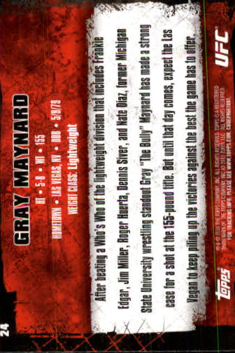 2010 Topps UFC #24 Gray Maynard back image