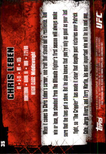 2010 Topps UFC #35 Chris Leben back image