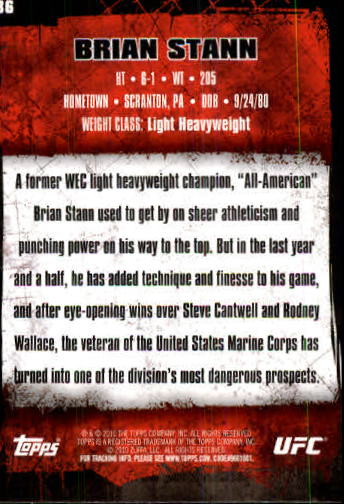 2010 Topps UFC #36 Brian Stann back image