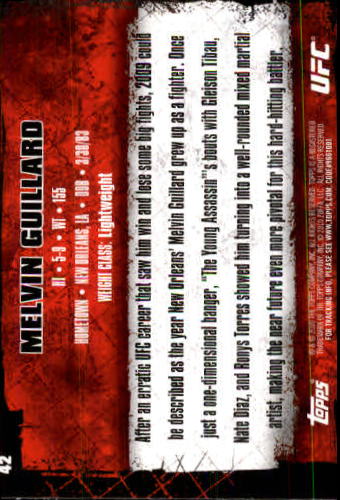 2010 Topps UFC #42 Melvin Guillard RC back image