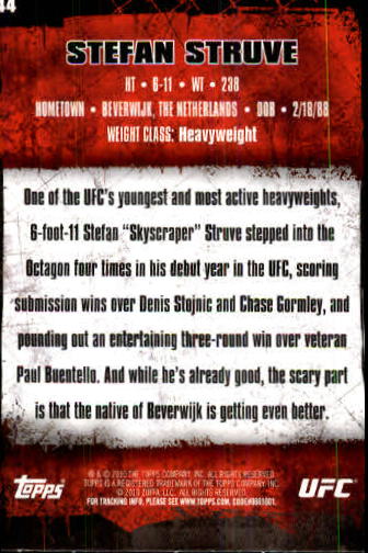 2010 Topps UFC #44A Stefan Struve back image