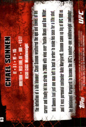 2010 Topps UFC #63 Chael Sonnen back image
