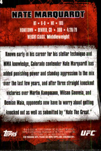 2010 Topps UFC (Ultimate Fighting Championship) MMA "Main Set" Cards #1 to #200 - Bild 149 von 401