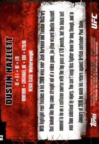 2010 Topps UFC #93 Dustin Hazelett back image