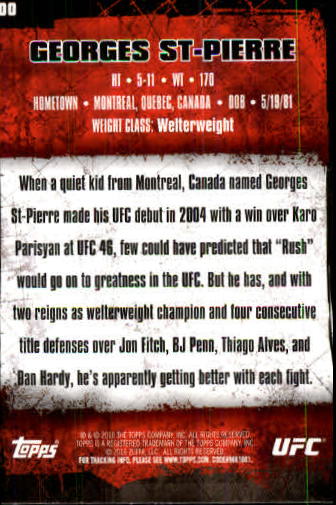 2010 Topps UFC #100A Georges St-Pierre back image