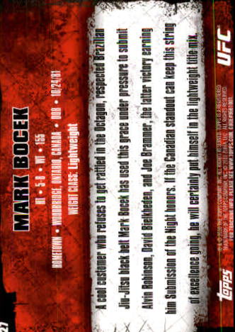 2010 Topps UFC (Ultimate Fighting Championship) MMA "Main Set" Cards #1 to #200 - Bild 255 von 401