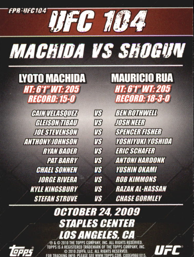 2010 Topps UFC (Ultimate Fighting Championship) MMA "Insert" Cards - Picture 71 of 159