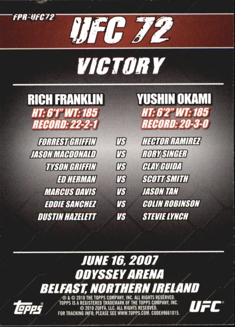 2010 Topps UFC (Ultimate Fighting Championship) MMA "Insert" Cards - Picture 57 of 159