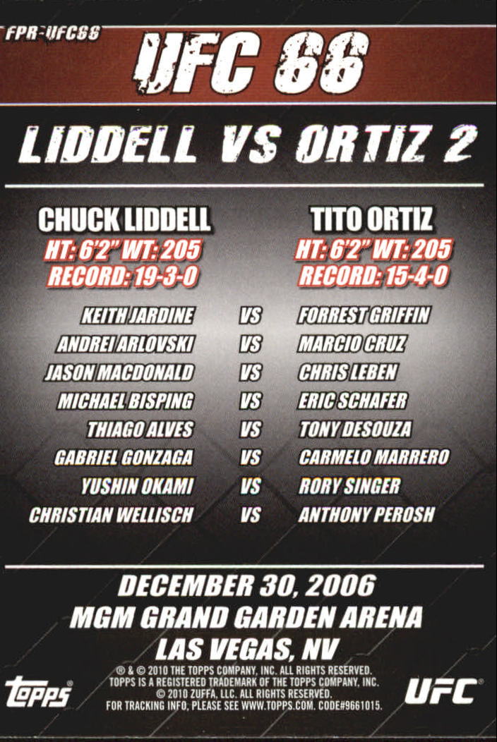 2010 Topps UFC (Ultimate Fighting Championship) MMA "Insert" Cards - Picture 53 of 159