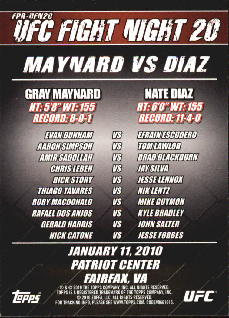 2010 Topps UFC (Ultimate Fighting Championship) MMA "Insert" Cards - Picture 69 of 159