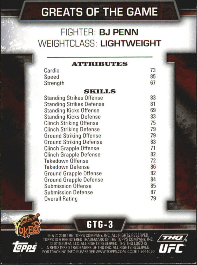 2010 Topps UFC (Ultimate Fighting Championship) MMA "Insert" Cards - Picture 85 of 159