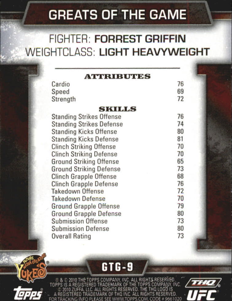 2010 Topps UFC (Ultimate Fighting Championship) MMA "Insert" Cards - Picture 97 of 159