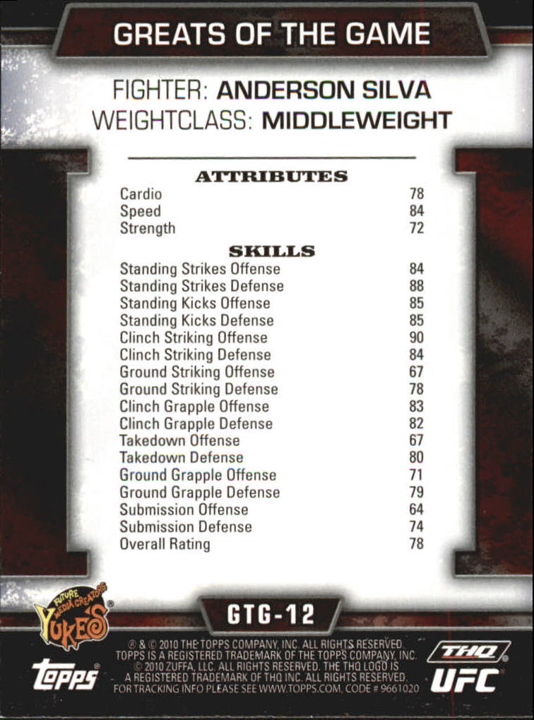 2010 Topps UFC (Ultimate Fighting Championship) MMA "Insert" Cards - Picture 103 of 159