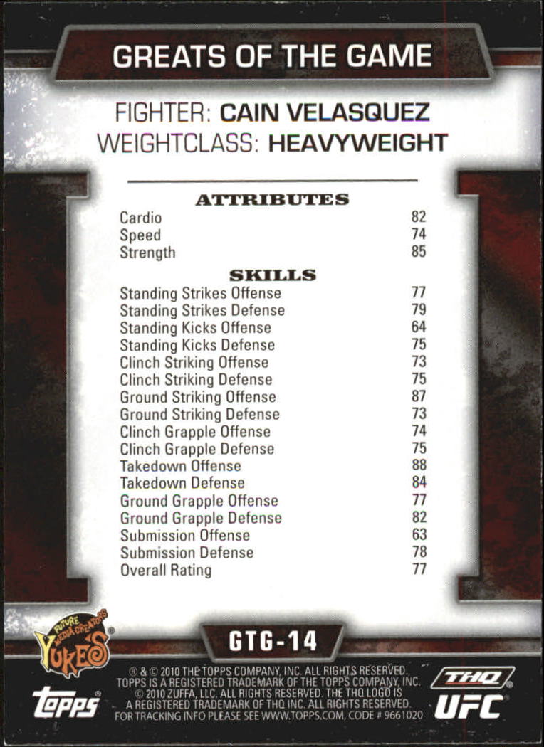 2010 Topps UFC (Ultimate Fighting Championship) MMA "Insert" Cards - Picture 107 of 159