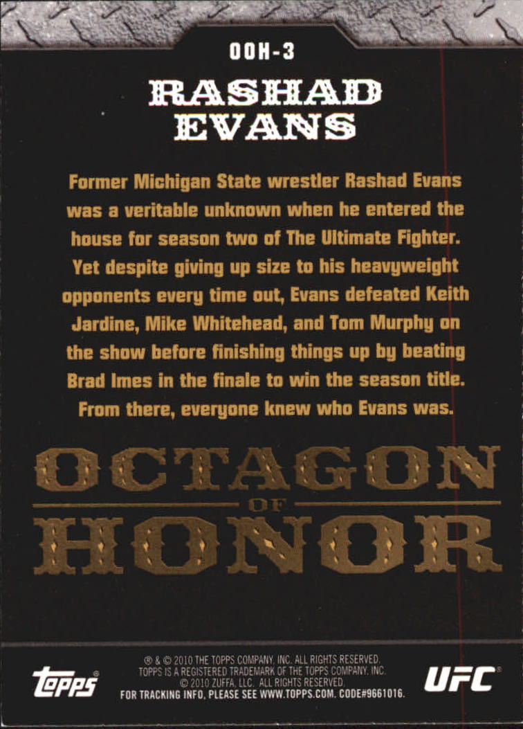 2010 Topps UFC Octagon of Honor #OOH3 Rashad Evans back image