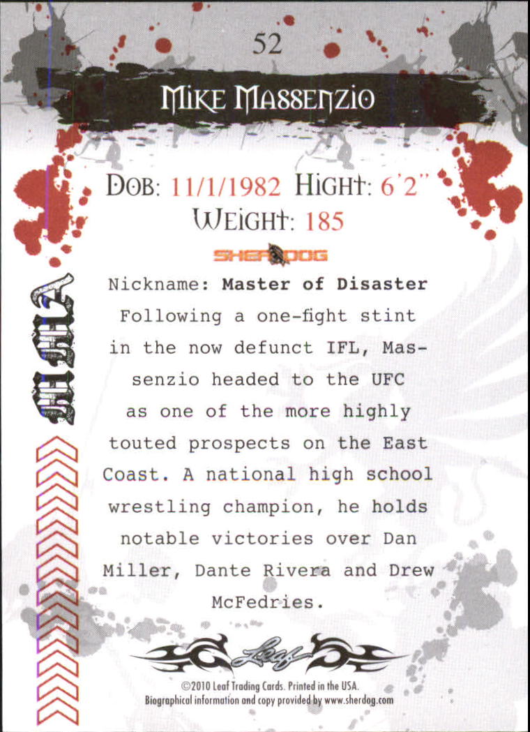 2010 Leaf MMA #52 Mike Massenzio back image