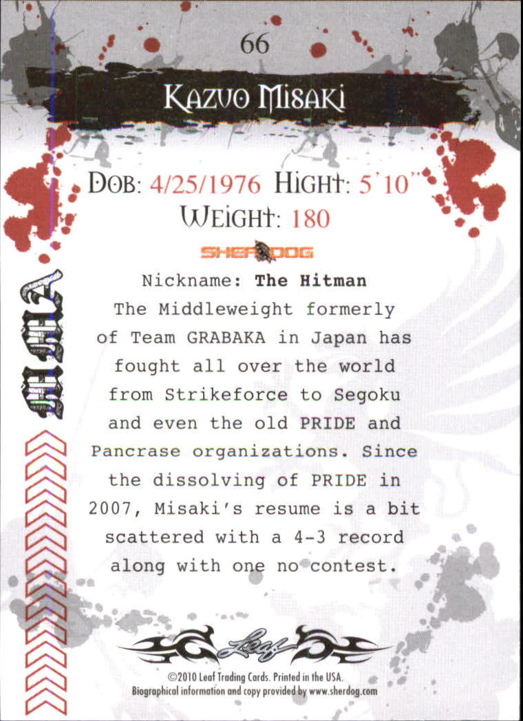 2010 Leaf MMA #66 Kazuo Misaki back image