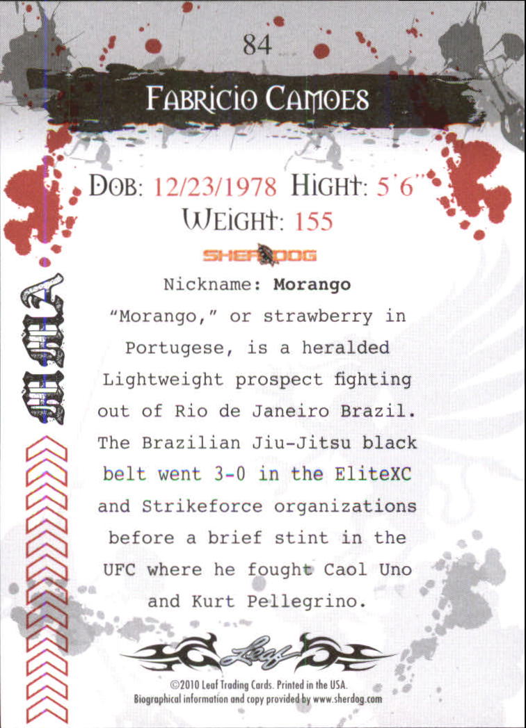 2010 Leaf MMA #84 Fabricio Camoes back image