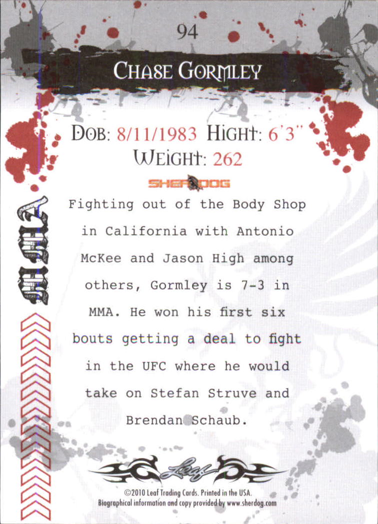 2010 Leaf MMA #94 Chase Gormley back image
