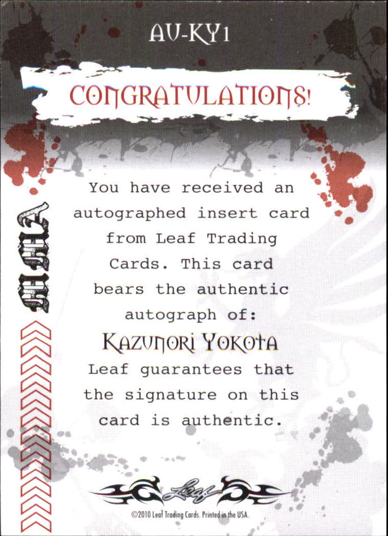 2010 Leaf MMA Autographs Red #AUKY1 Kazunori Yokota back image
