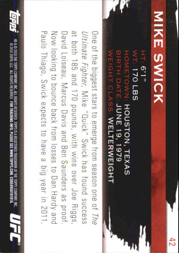 2010 Topps UFC Knockout Gold #42 Mike Swick