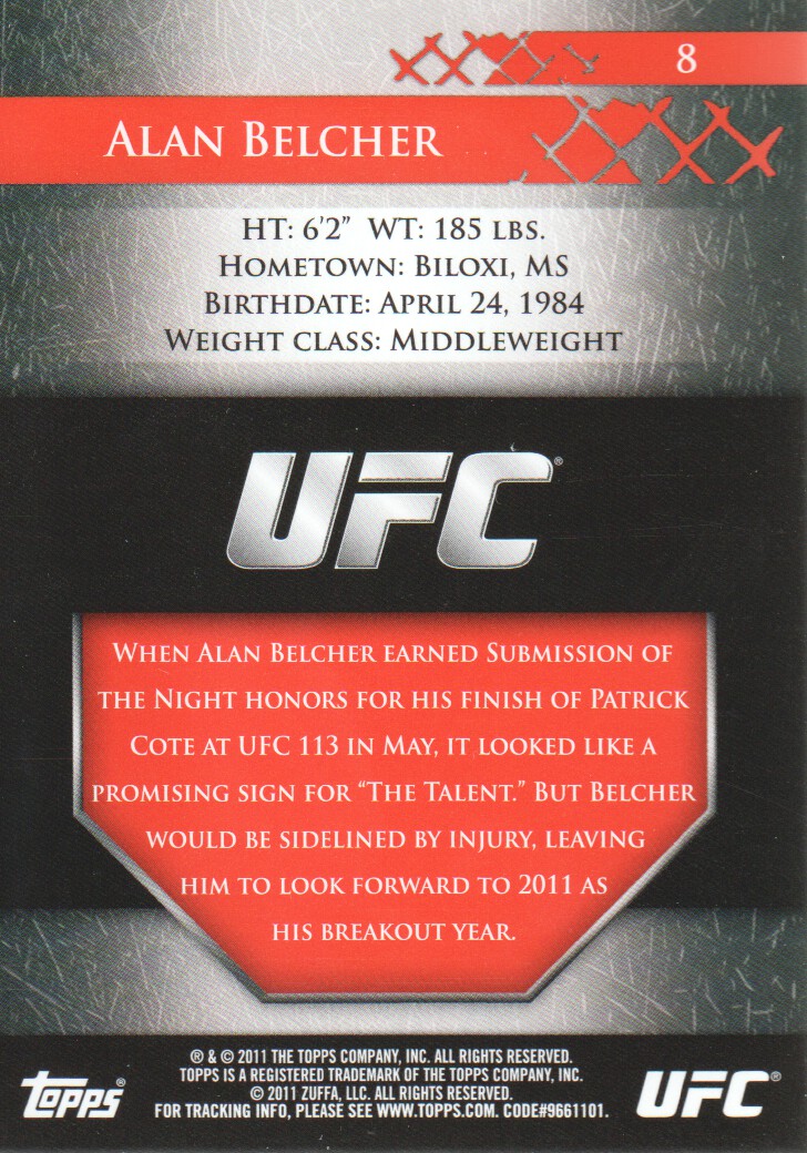 2011 Topps UFC Title Shot Gold #8 Alan Belcher back image
