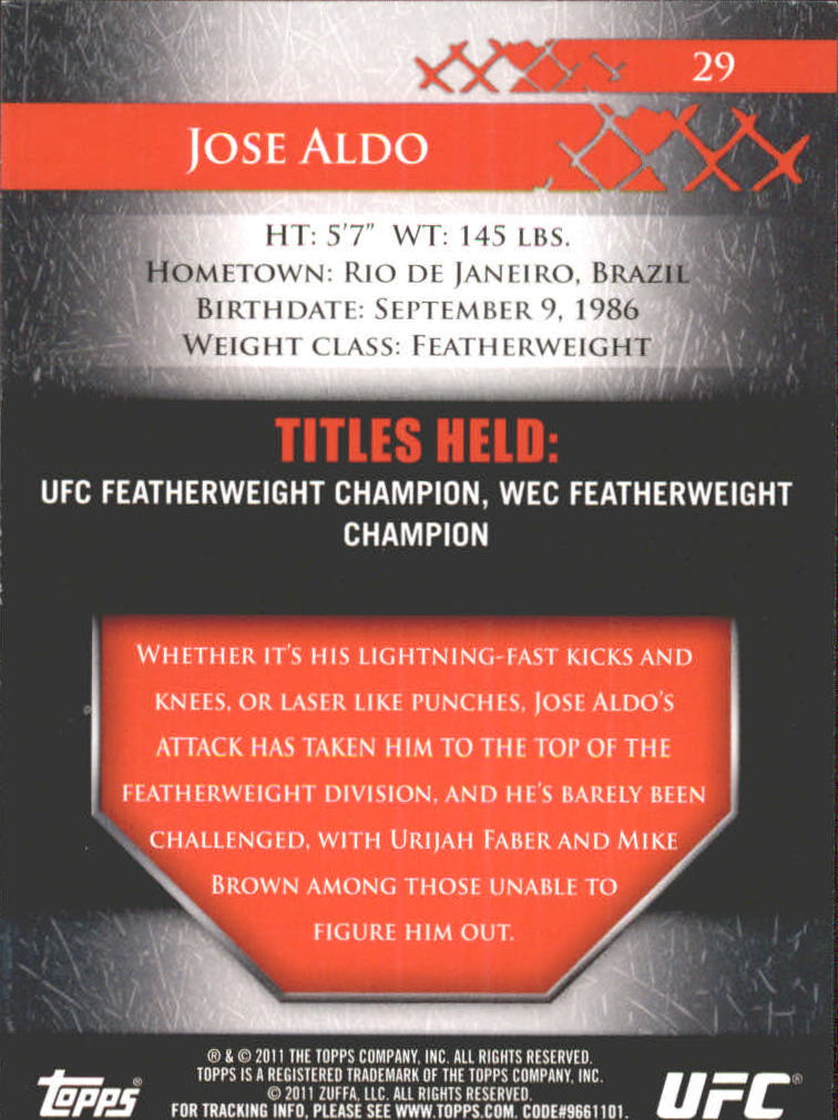 2011 Topps UFC Title Shot Gold #29 Jose Aldo back image
