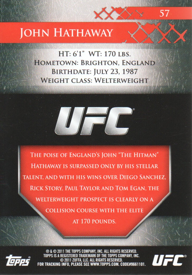 2011 Topps UFC Title Shot Gold #57 John Hathaway back image