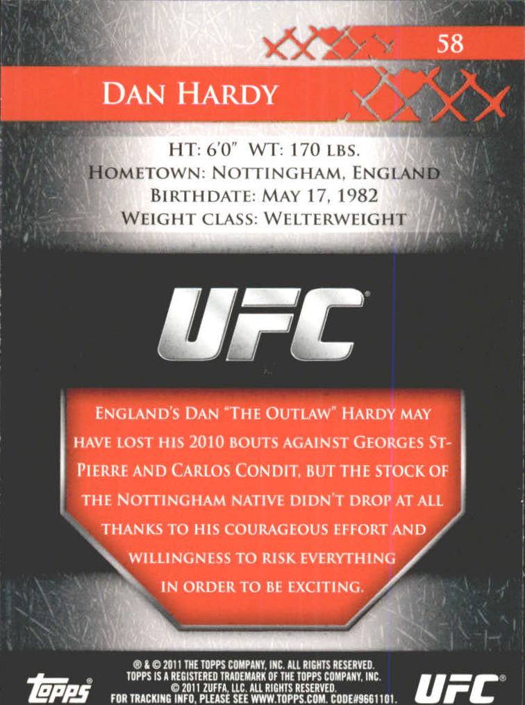 2011 Topps UFC Title Shot Gold #58 Dan Hardy back image