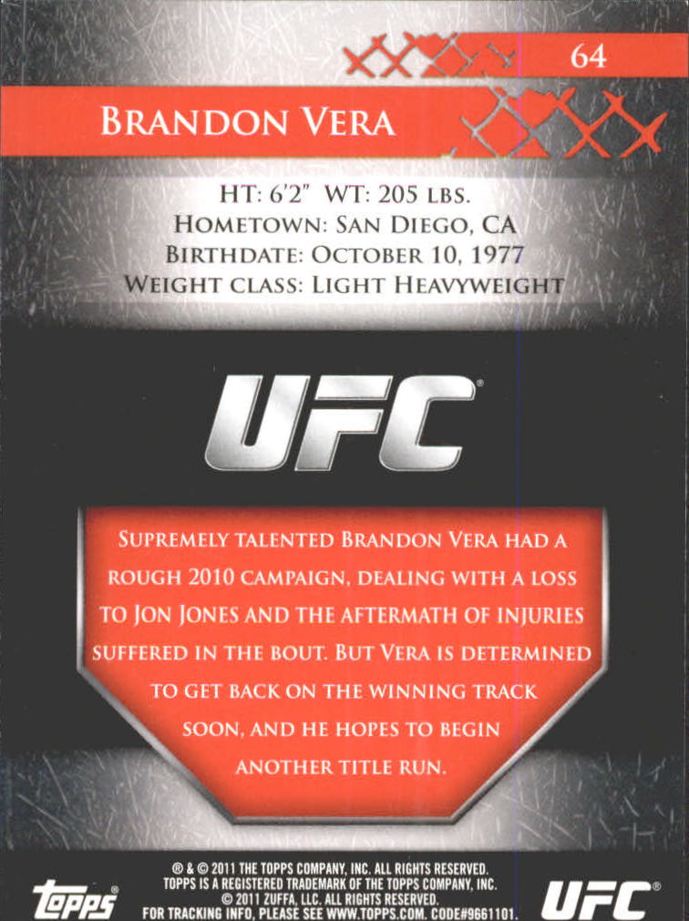 2011 Topps UFC Title Shot Gold #64 Brandon Vera back image