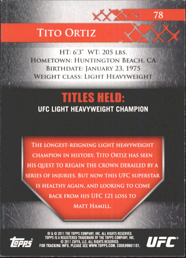2011 Topps UFC Title Shot Gold #78 Tito Ortiz back image