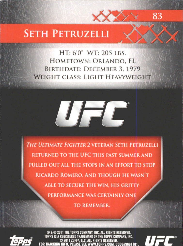 2011 Topps UFC Title Shot Gold #83 Seth Petruzelli back image