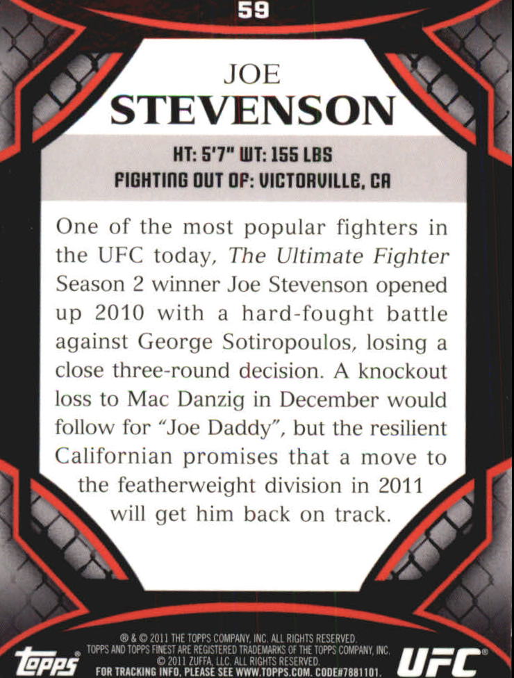 2011 Finest UFC #59 Joe Stevenson back image