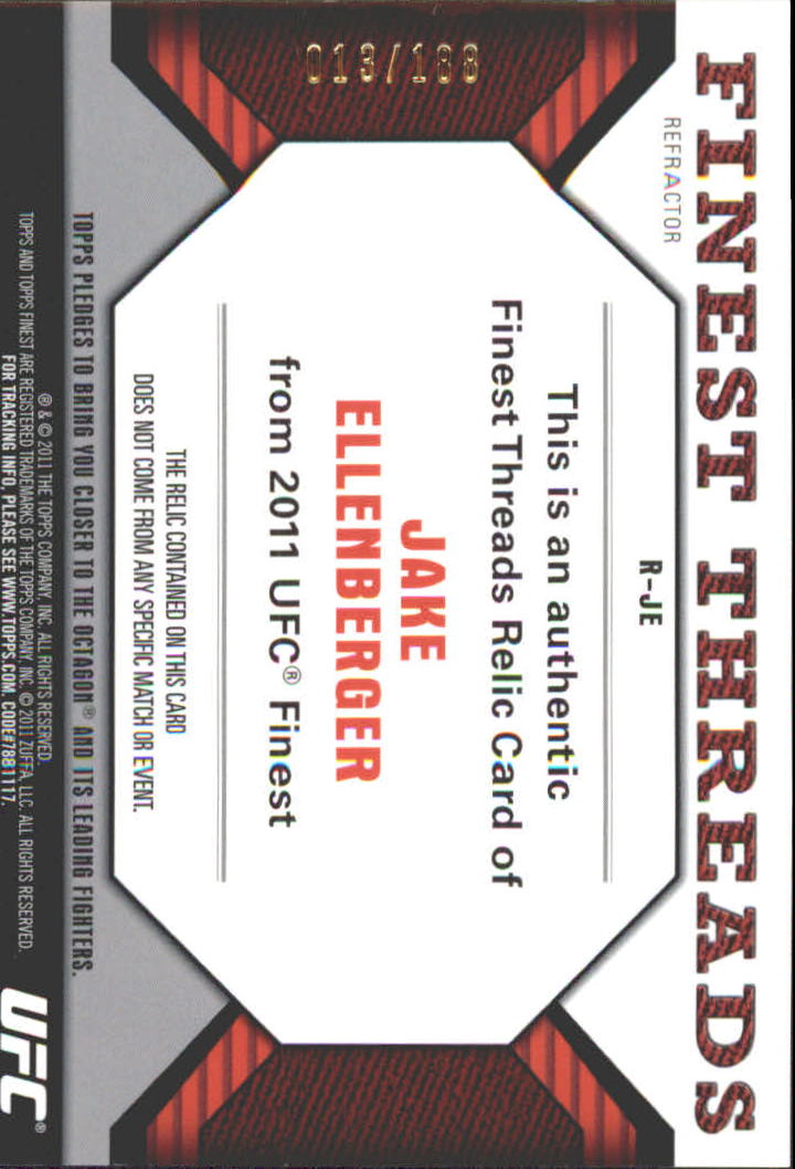 2011 Finest UFC Finest Threads Fighter Relics X-Fractors #RJE Jake Ellenberger back image