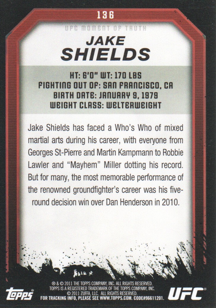 B2452- 2011 Topps UFC Moment of Truth Cards 1-220 -You Pick- 15+ FREE US SHIP - Picture 219 of 361