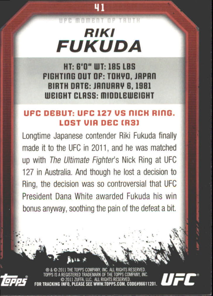 2011 Topps UFC Moment of Truth Gold #41 Riki Fukuda back image
