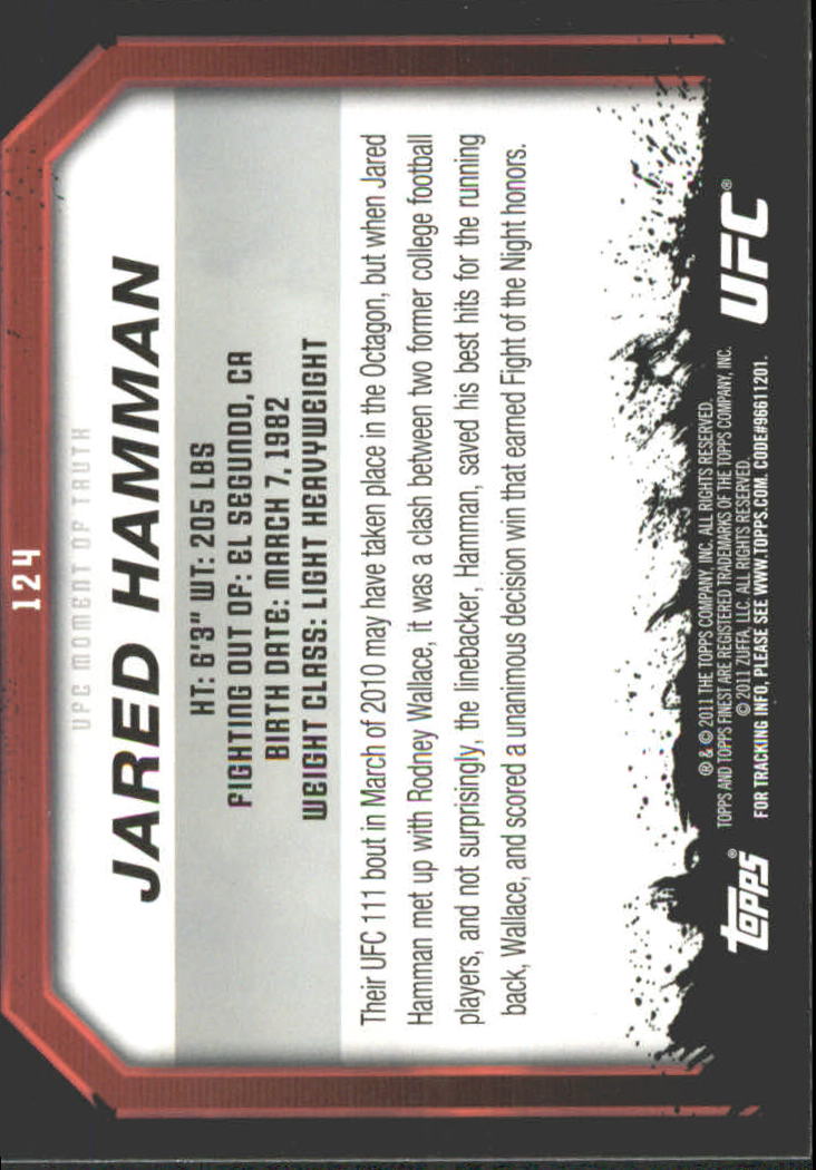 2011 Topps UFC Moment of Truth Gold #124 Jared Hamman back image