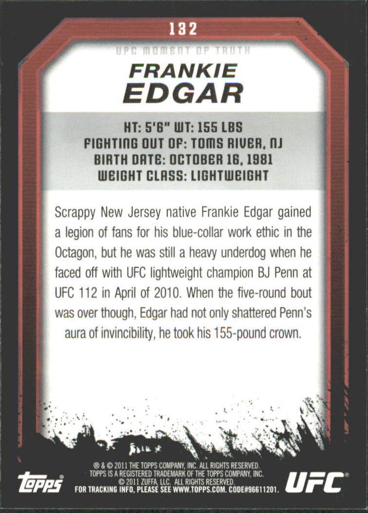 2011 Topps UFC Moment of Truth Gold #132 Frankie Edgar back image