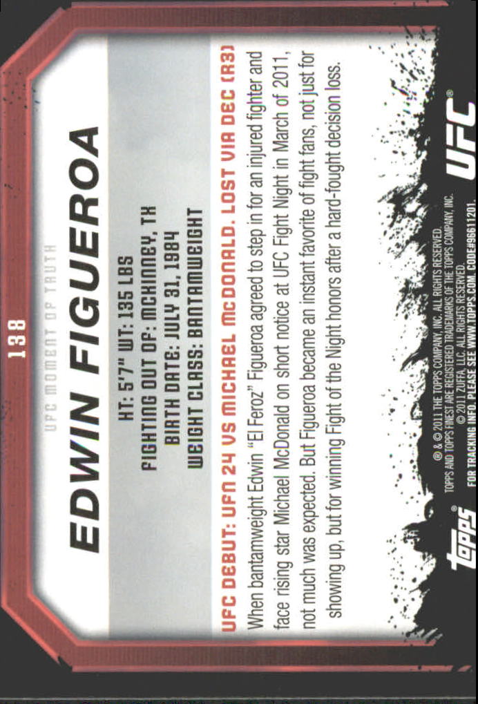 2011 Topps UFC Moment of Truth Gold #138 Edwin Figueroa back image