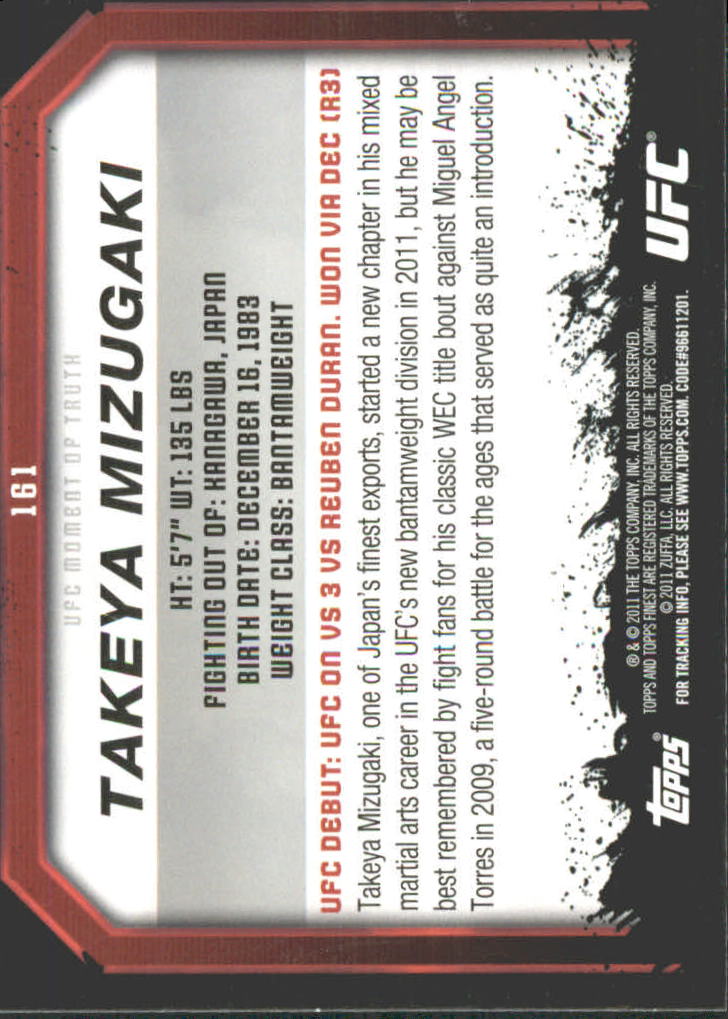 2011 Topps UFC Moment of Truth Gold #161 Takeya Mizugaki back image