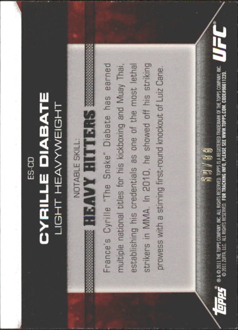2011 Topps UFC Moment of Truth Elite Skills Black #ESCD Cyrille Diabate HH back image