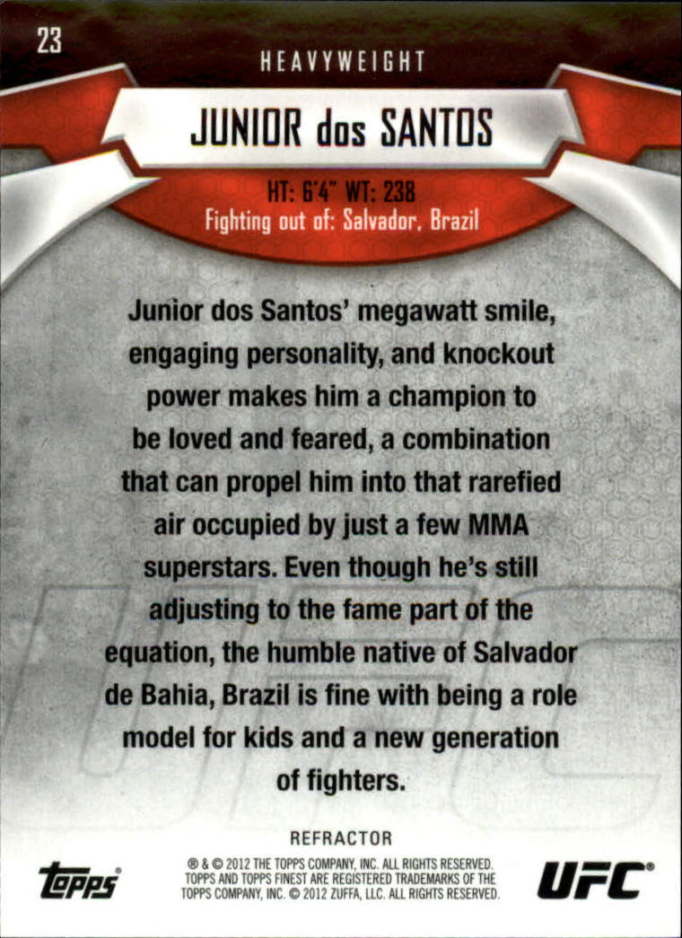 2012 Finest UFC X-Fractors #23 Junior dos Santos back image