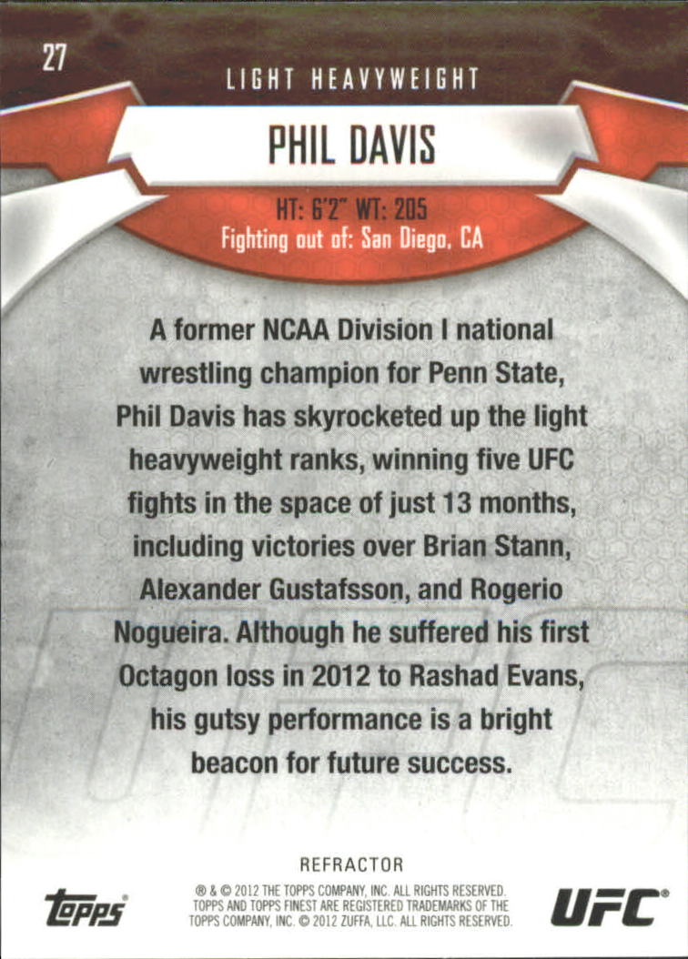 2012 Finest UFC X-Fractors #27 Phil Davis back image
