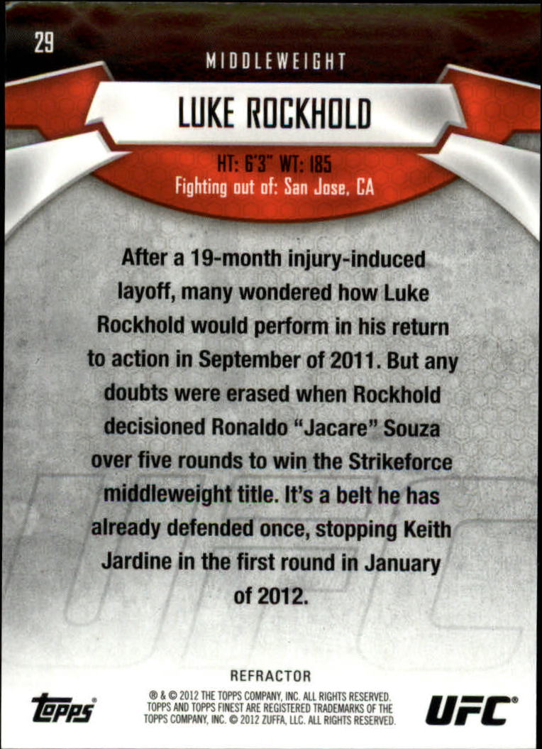 2012 Finest UFC X-Fractors #29 Luke Rockhold back image