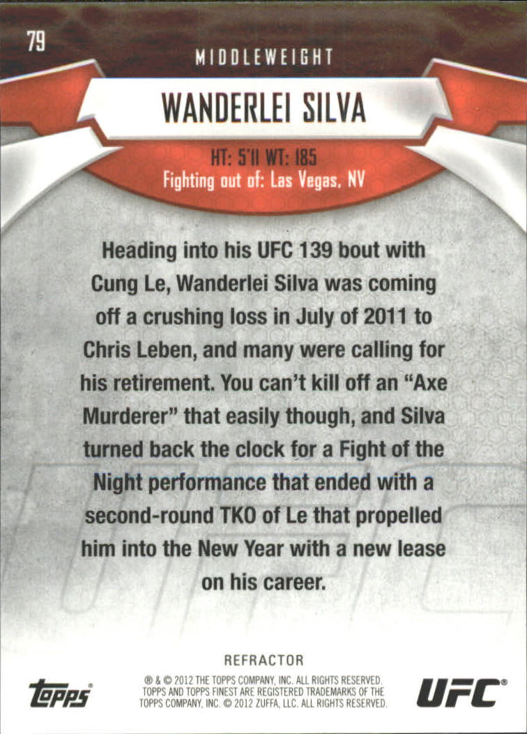 2012 Finest UFC X-Fractors #79 Wanderlei Silva back image