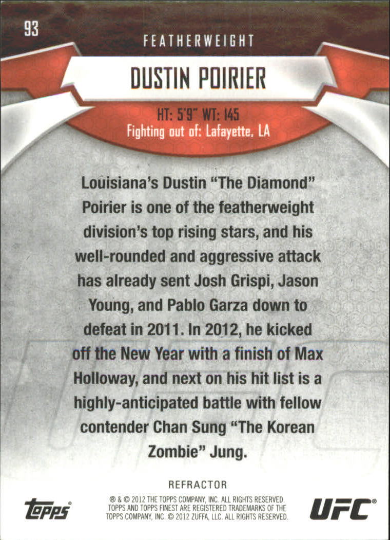 2012 Finest UFC X-Fractors #93 Dustin Poirier back image