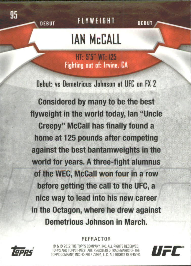 2012 Finest UFC X-Fractors #95 Ian McCall back image