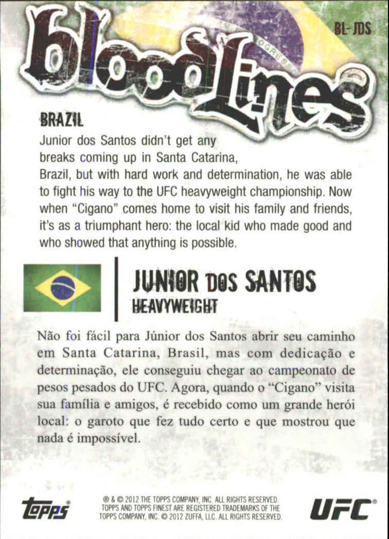 2012 Finest UFC Bloodlines #BLJDS Junior dos Santos back image
