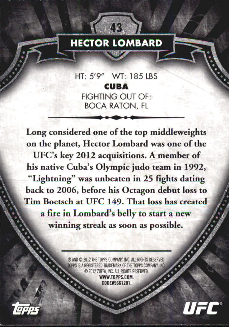 B6579- 2012 Topps UFC Bloodlines MMA Card #s 1-150 -You Pick- 15+ FREE US SHIP - Picture 57 of 195