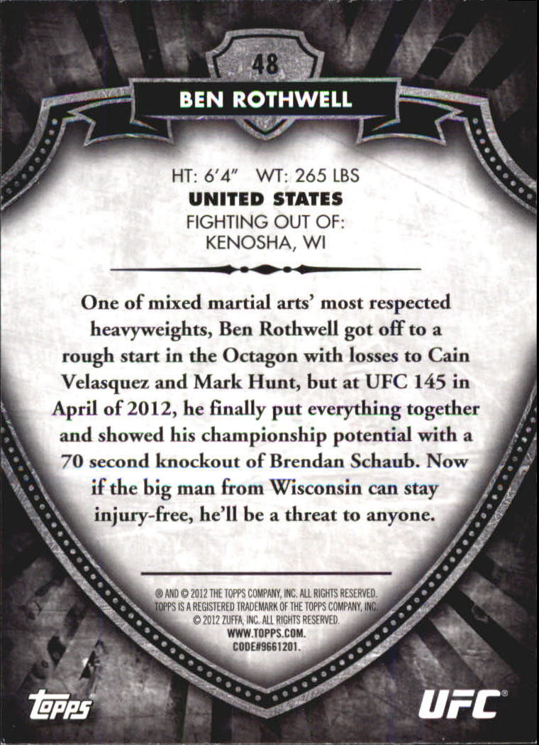 B6579- 2012 Topps UFC Bloodlines MMA Card #s 1-150 -You Pick- 15+ FREE US SHIP - Picture 63 of 195